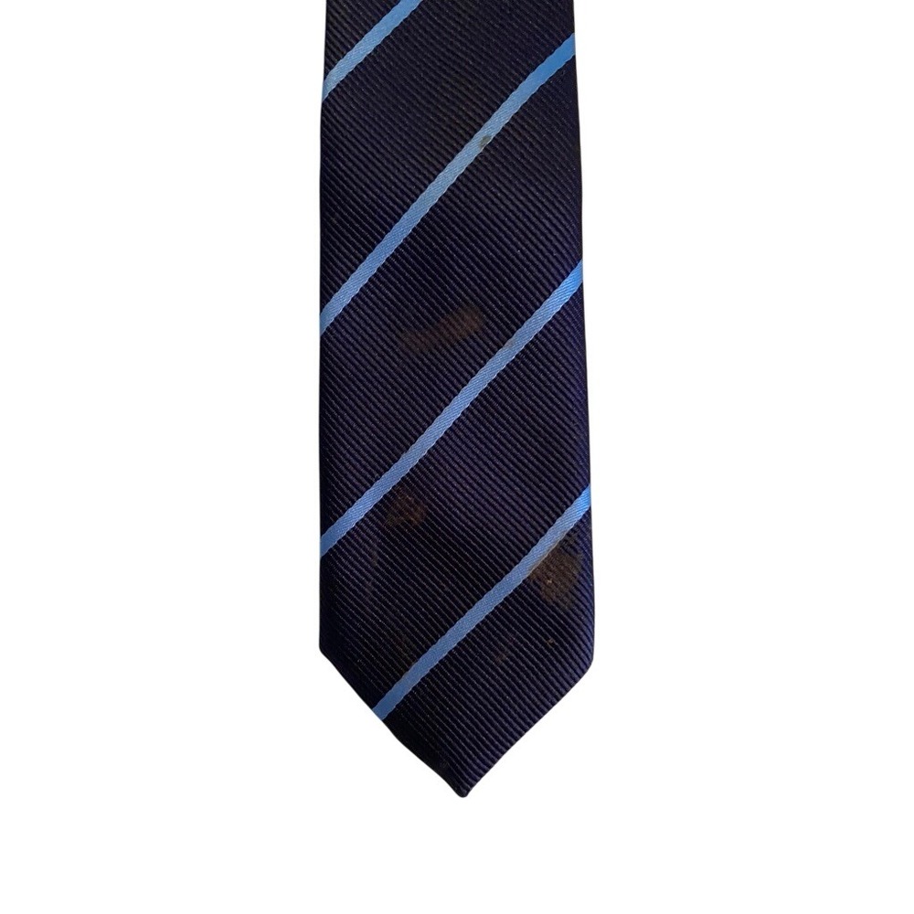 The Childrens Place Boys Navy Blue Light Blue Striped Clip On Tie 6-18 Months